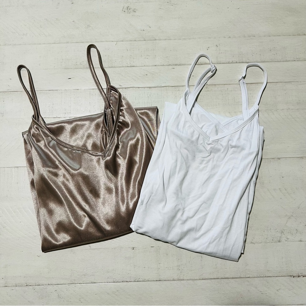 Slip Set Nude & White Stretch Fabric Adjustable Straps